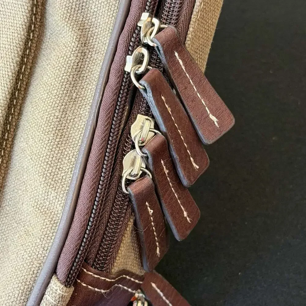 Bellino Canvas and Leather 15.6 Inch Laptop Briefcase Messenger Bag